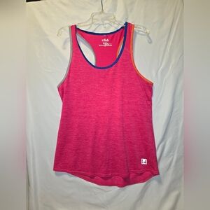 Fila Women's Vibrant Pink Tank Top with Blue Trim